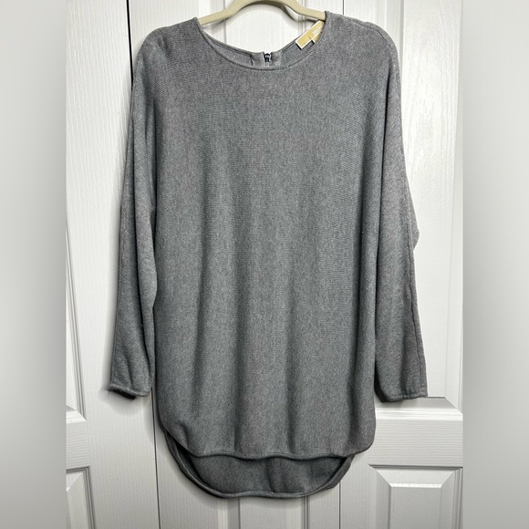 Michael Michael Kors Knit Boatneck Long Sleeve Tunic Sweater‎ Grey Large - Picture 1 of 6
